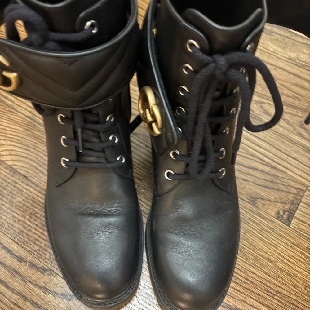 Gucci Black Flores Calf MF/Nappa Charlot Boots NWT - Picture 5 of 7